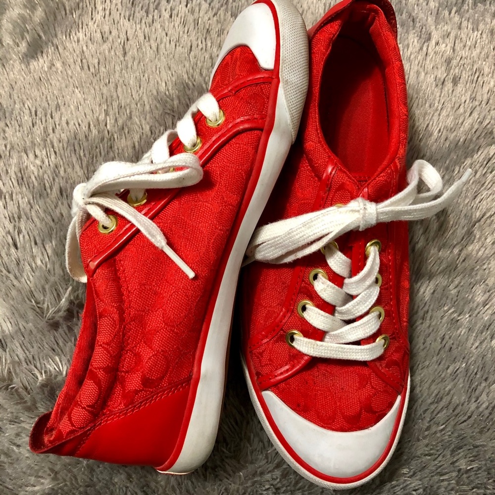 red coach sneakers